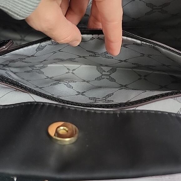 Aimee Kestenberg Black Nylon Shoulder Bag Double Handle Purse Travel Heston Bag - Picture 11 of 16